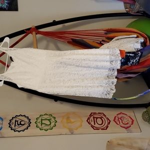 White tea length dress